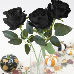 TIGE ROSIER ARTIFICIEL VELOURS 51CM NOIR