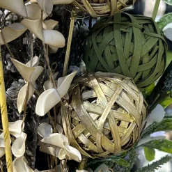 7 TIGES BOULES DÉCORATIVES 50CM VERT
