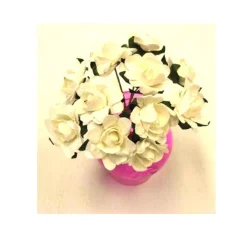 12 TIGES FLEURS PAPIER 10X2.5CM BLANC