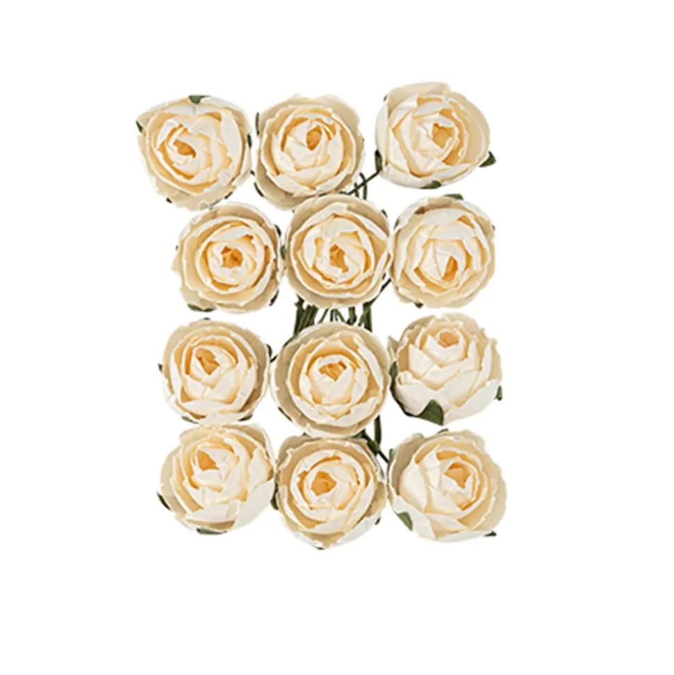 12 TIGES RENONCULE ARTIFICIELLE 2.5CM IVOIRE
