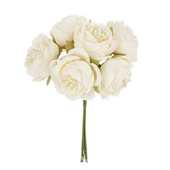6 TIGES ROSE ARTIFICIELLE PISTILS 4X13CM IVOIRE