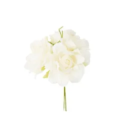 3 TIGES ROSES ANCIENNES TISSU INTISSÉ 15CM IVOIRE