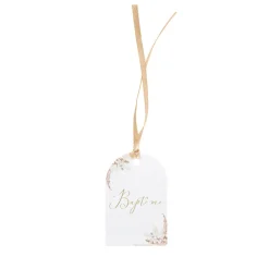 10 ÉTIQUETTES CARTON BAPTÊME PAMPA COTON 6X4CM