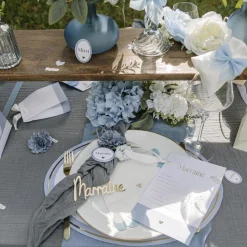 10 ÉTIQUETTES CARTON BAPTÊME 3X5CM BLANC BLEU