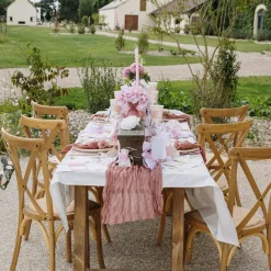 10 ÉTIQUETTES CARTON BAPTÊME 3X5CM BLANC ROSE