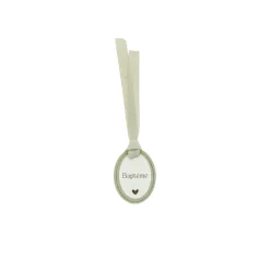10 ÉTIQUETTES CARTON BAPTÊME 3X5CM RUBAN VERT