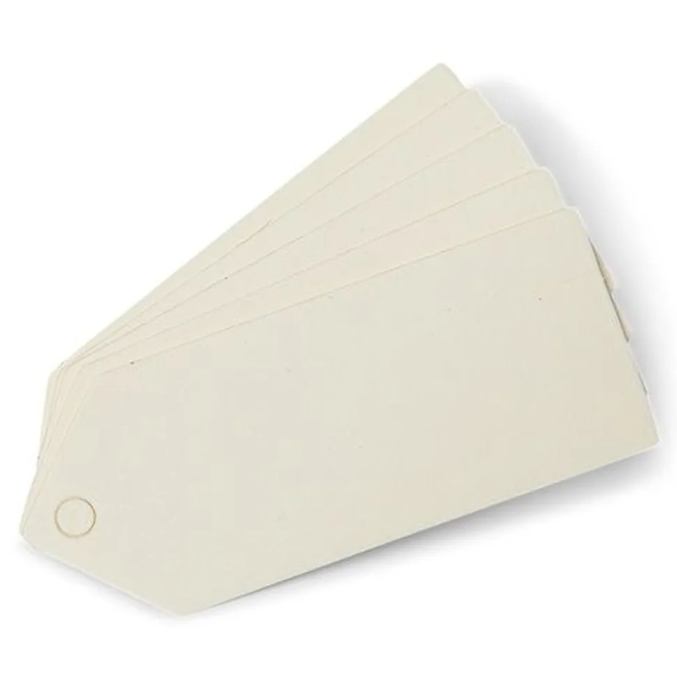 24 ÉTIQUETTES CARTON PERFORÉES 5X2CM IVOIRE
