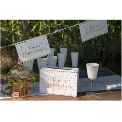 TIRELIRE CARTON ANNIVERSAIRE 24X16X10CM ROSE GOLD