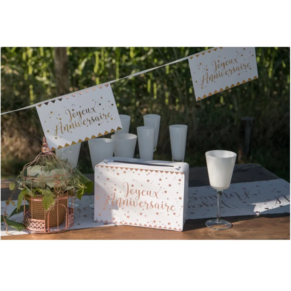 TIRELIRE CARTON ANNIVERSAIRE 24X16X10CM ROSE GOLD