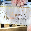 TIRELIRE JOYEUX ANNIVERSAIRE BLANC ET OR