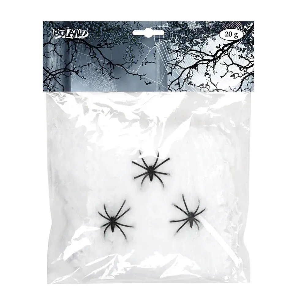 TOILE ARAIGNÉE 20GR BLANC ET 3 ARAIGNÉES
