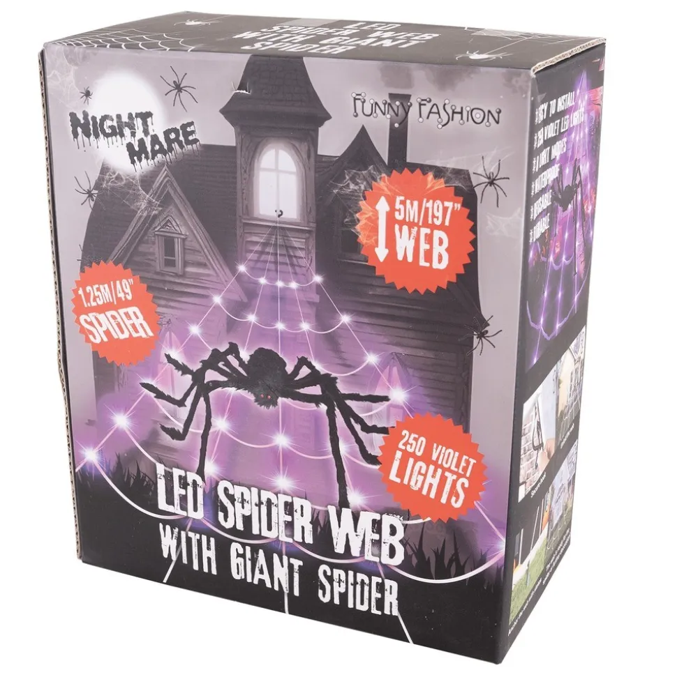 TOILE ARAIGNÉE LED ARACHNIDE GÉANTE 5M VIOLET