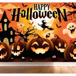 TOILE DE FOND TISSU HALLOWEEN 220X150CM ORANGE