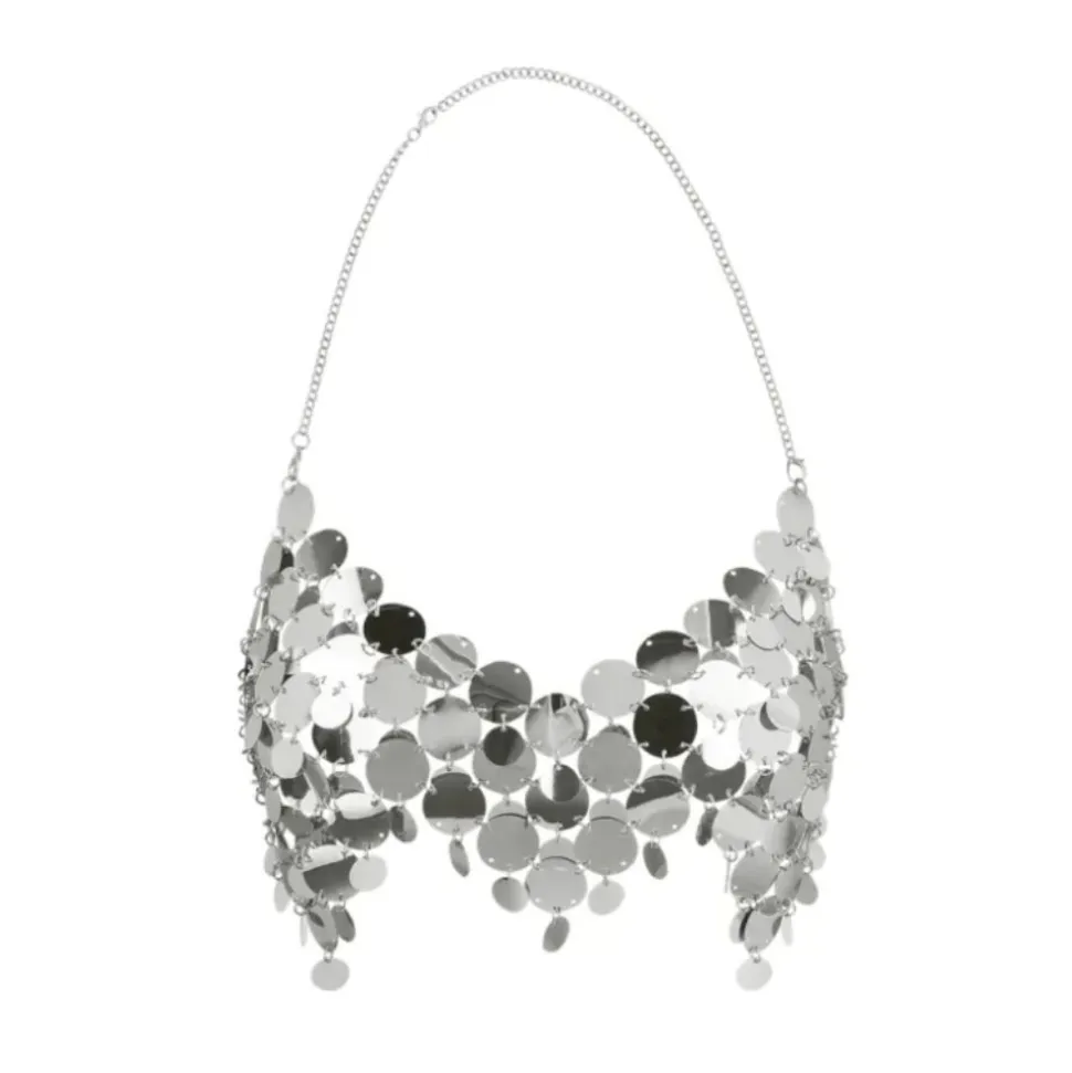 TOP FESTIVAL SEQUINS PASTILLE ARGENT GLAMOUR FEMME