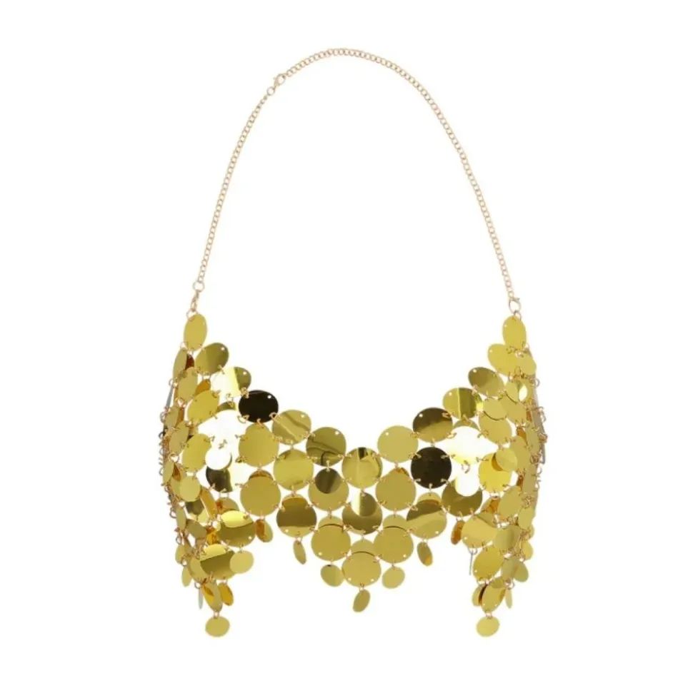 TOP FESTIVAL SEQUINS PASTILLE OR GLAMOUR FEMME