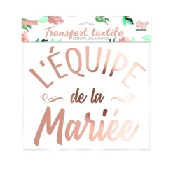 TRANSFERT TEXTILE ÉQUIPE MARIÉE EVJF 20CM OR ROSE