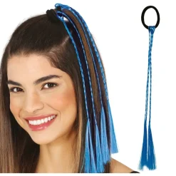 3 TRESSES CHEVEUX ARTIFICIELS 35CM BLEU