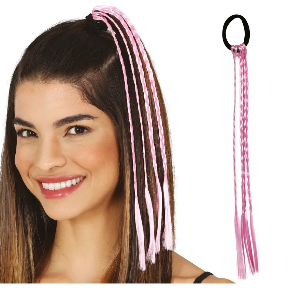 3 TRESSES CHEVEUX ARTIFICIELS 35CM ROSE