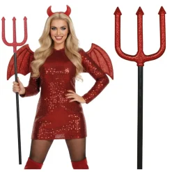 TRIDENT DIABLE ADULTE JOUET PAILLETTES 110CM ROUGE