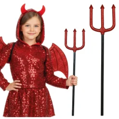 TRIDENT DIABLE ENFANT JOUET PAILLETTES 50CM ROUGE