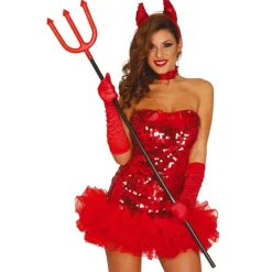 TRIDENT DIABLE PLASTIQUE 121CM FOURCHE ROUGE