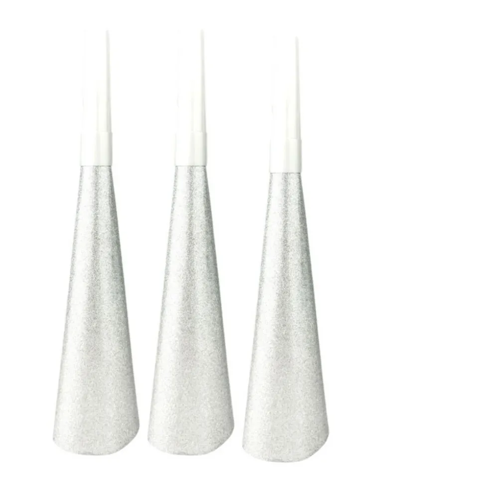 3 TROMPETTES CARTON ARGENT PAILLETÉ