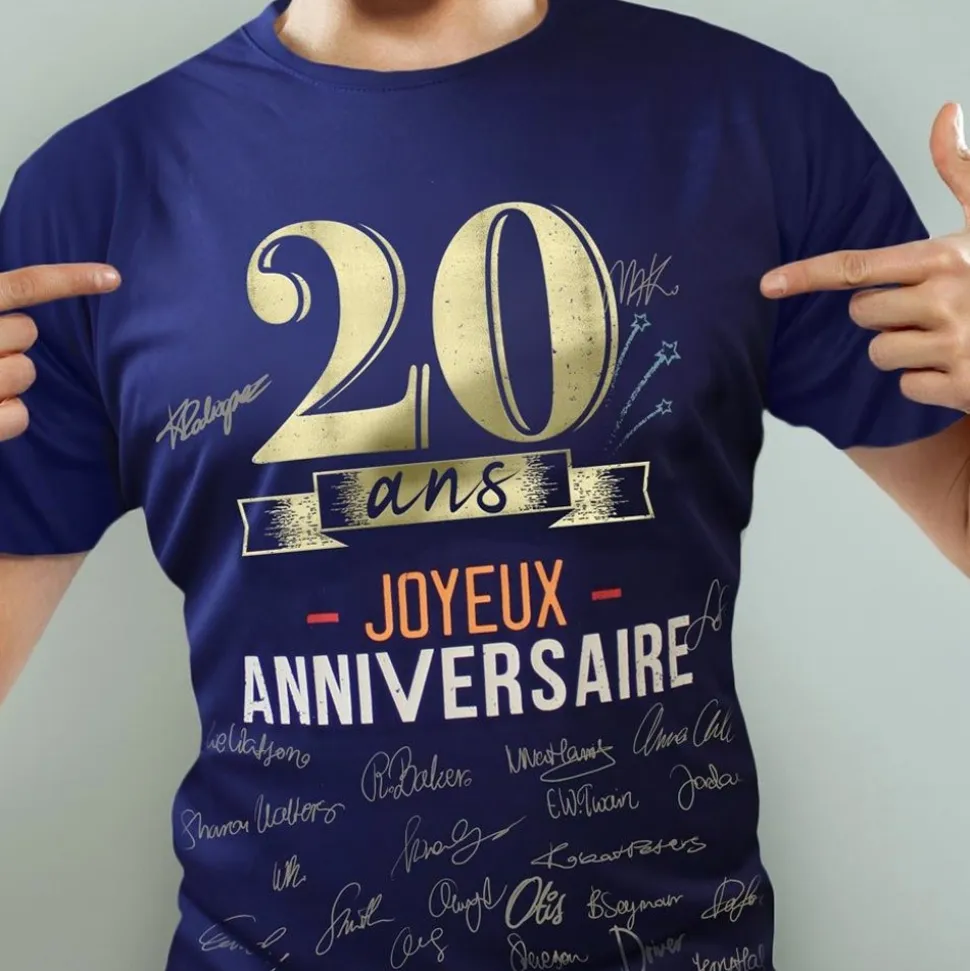 T-SHIRT À DÉDICACER 20ANS ANNIVERSAIRE HOMME XL