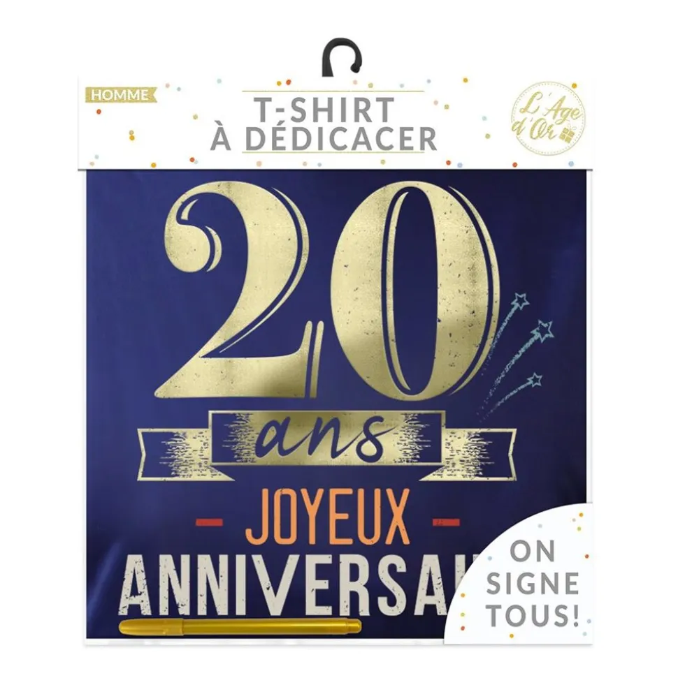 T-SHIRT À DÉDICACER 20ANS ANNIVERSAIRE HOMME XL