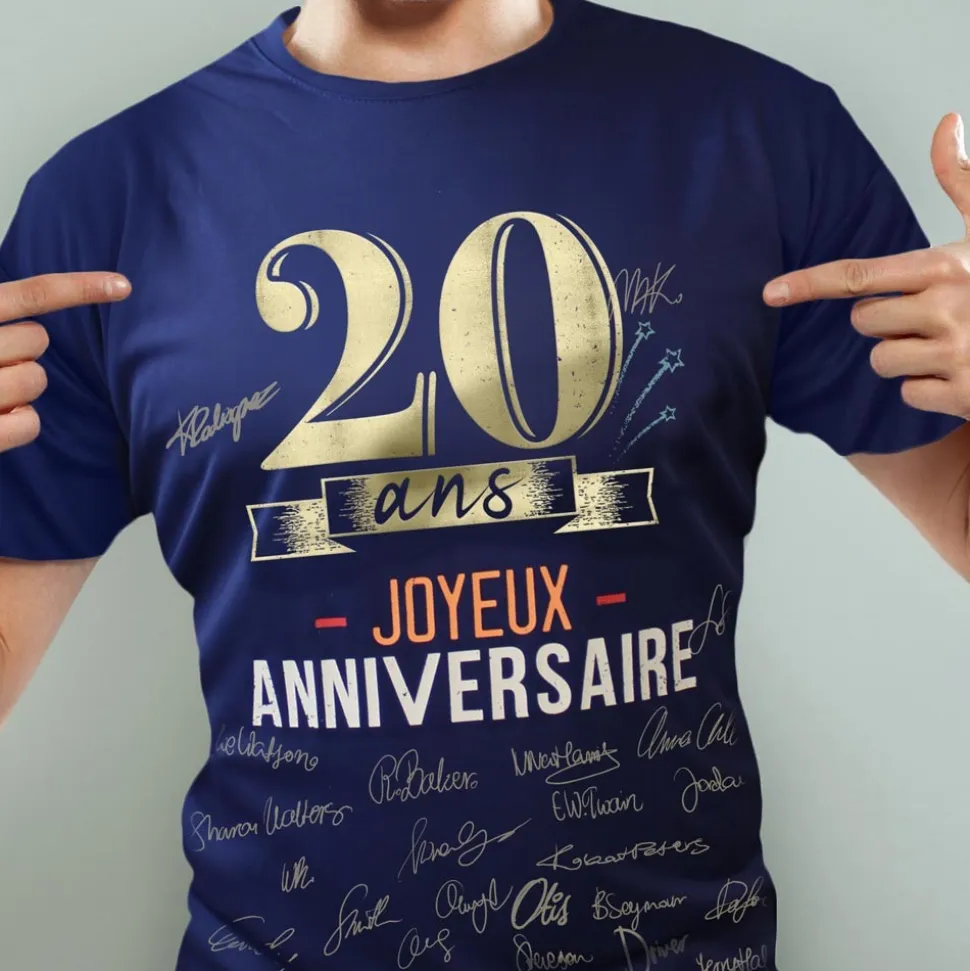 T-SHIRT À DÉDICACER 20ANS ANNIVERSAIRE HOMME XL