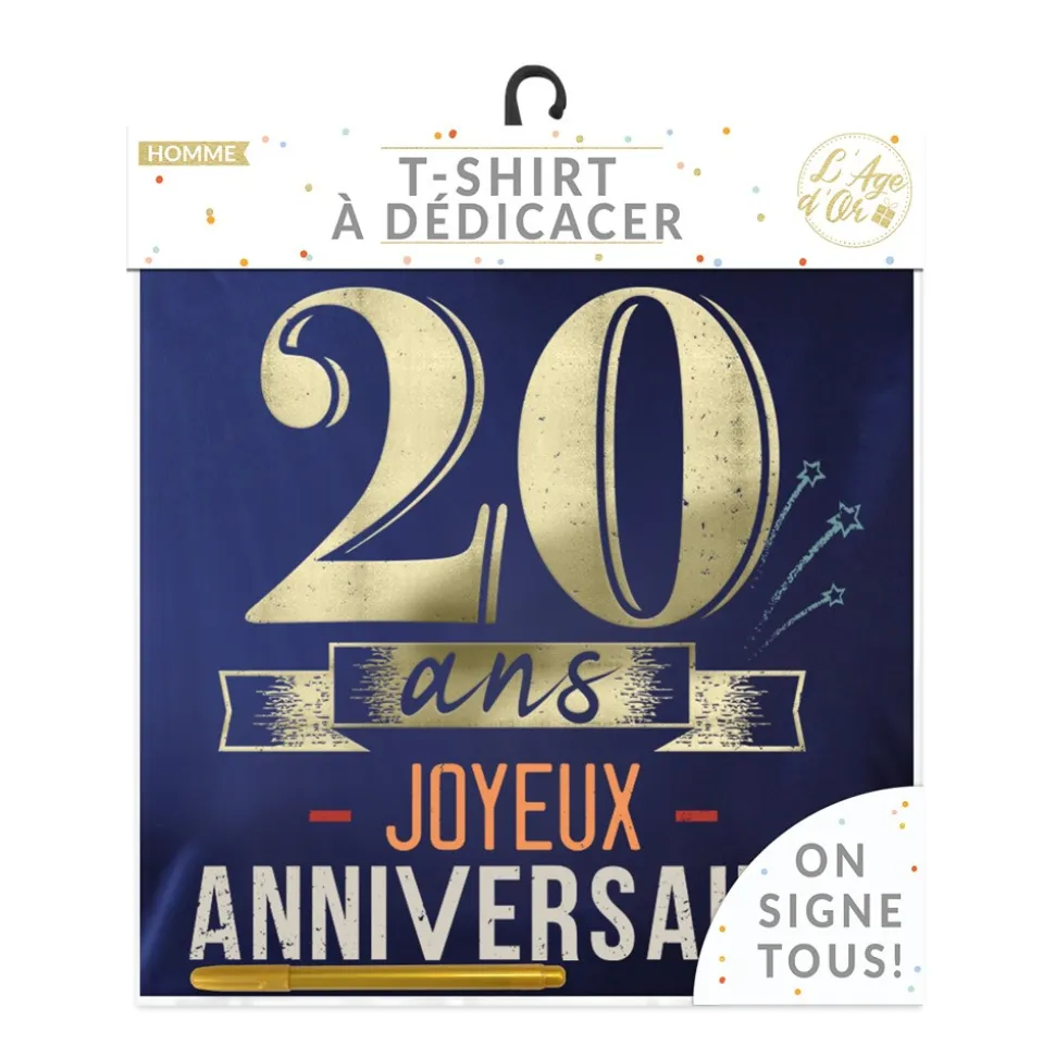 T-SHIRT À DÉDICACER 20ANS ANNIVERSAIRE HOMME XL