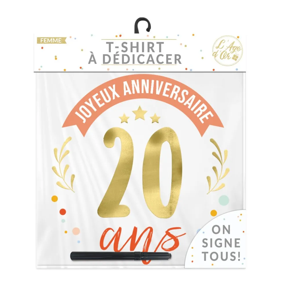 T-SHIRT À DÉDICACER 20ANS ANNIVERSAIRE FEMME L