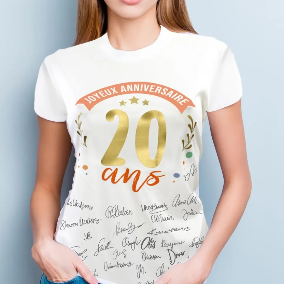 T-SHIRT À DÉDICACER 20ANS ANNIVERSAIRE FEMME L