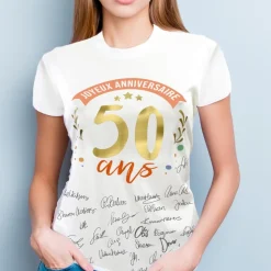 T-SHIRT À DÉDICACER 50ANS ANNIVERSAIRE FEMME L