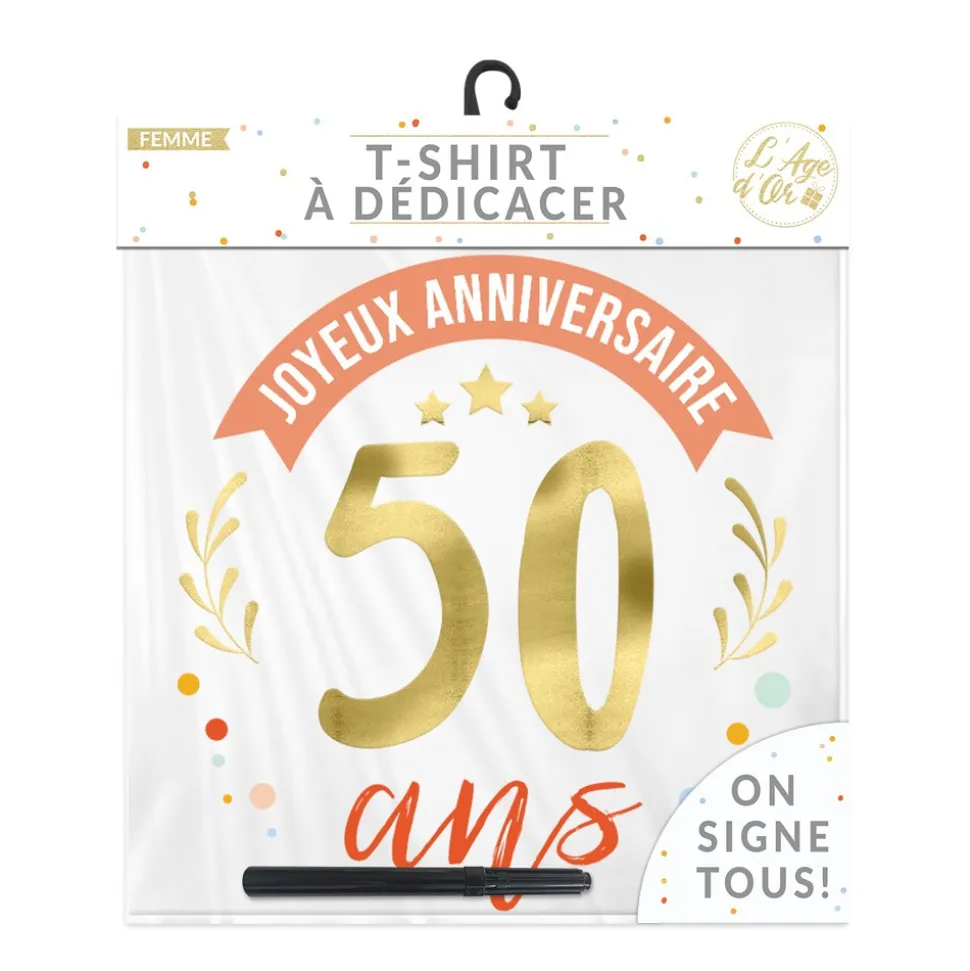 T-SHIRT À DÉDICACER 50ANS ANNIVERSAIRE FEMME L