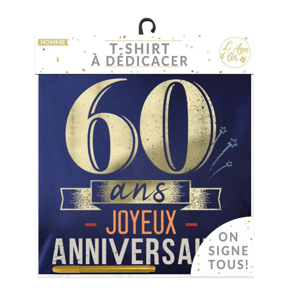 T-SHIRT À DÉDICACER 60ANS ANNIVERSAIRE HOMME XL