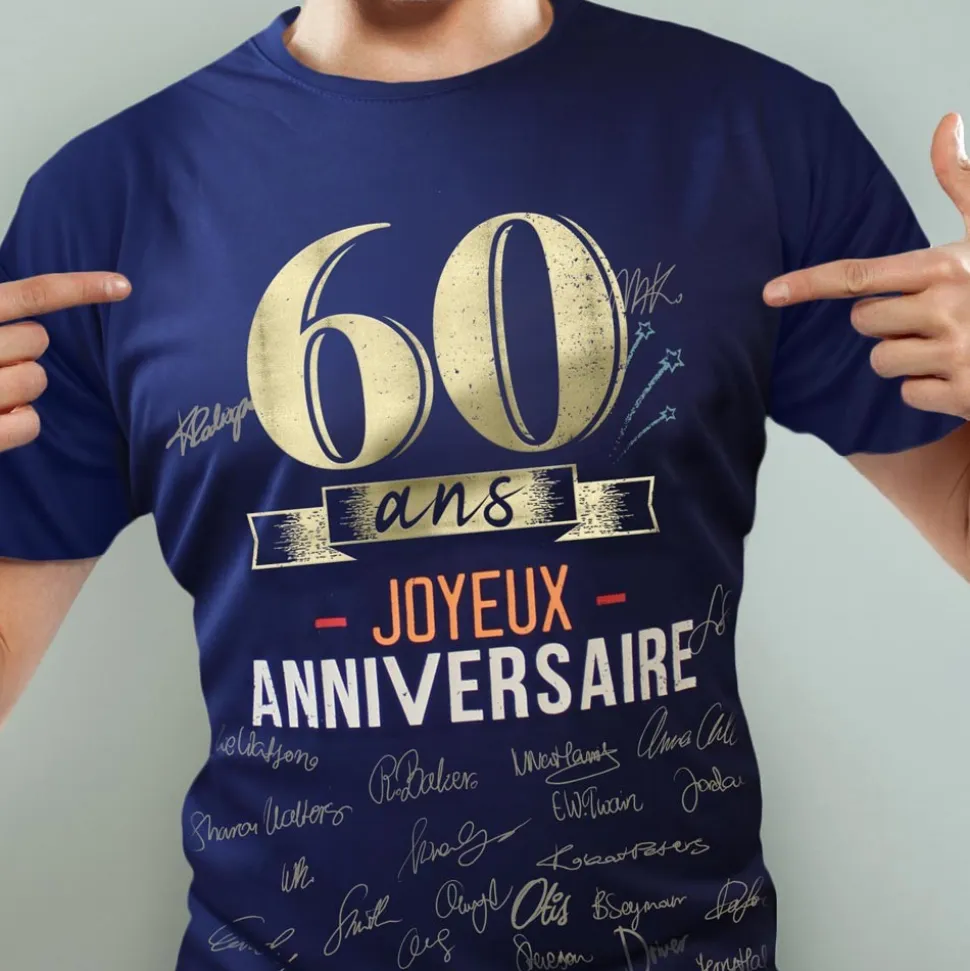T-SHIRT À DÉDICACER 60ANS ANNIVERSAIRE HOMME XL