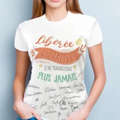 T-SHIRT À DÉDICACER POLYESTER RETRAITE FEMME