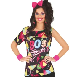 T-SHIRT POLYESTER FAN DES ANNÉES 80 COLORÉ FEMME