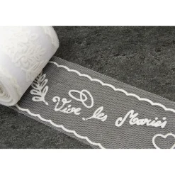 TULLE VIVE LES MARIÉS 8CMX10M BLANC