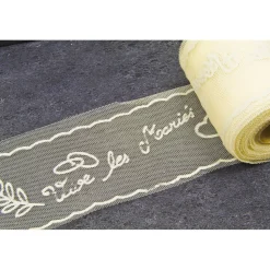 TULLE VIVE LES MARIÉS 8CMX10M IVOIRE