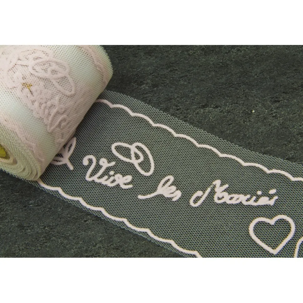 TULLE VIVE LES MARIÉS 8CMX10M ROSE