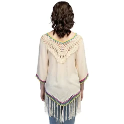 TUNIQUE BOHÈME PLAGE BEIGE FRANGES PÉROU FEMME