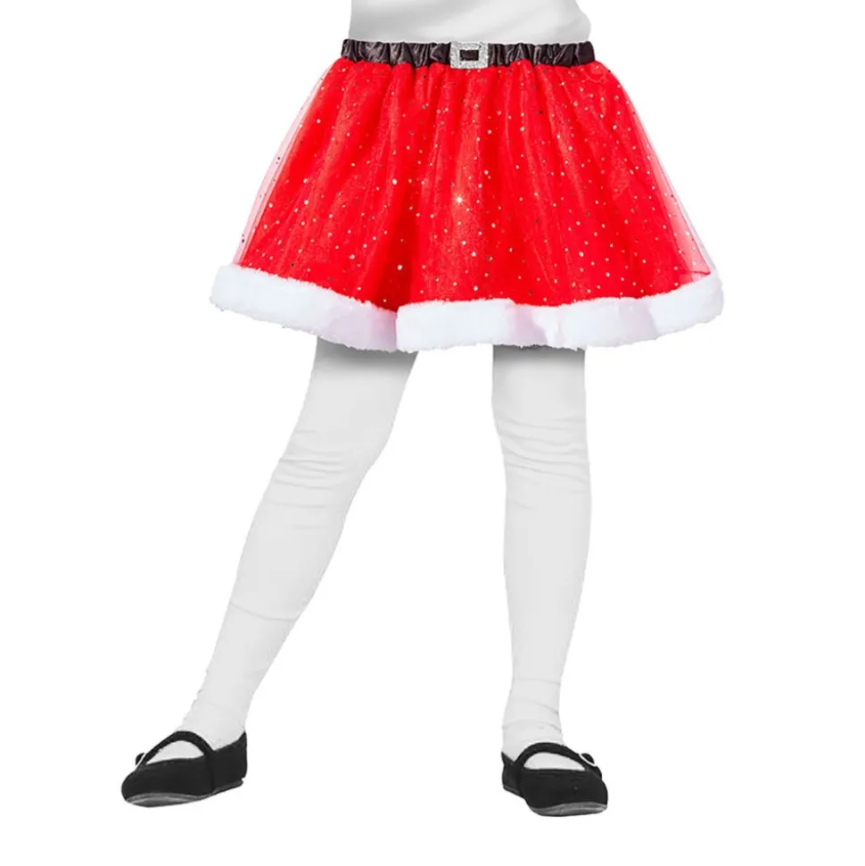 TUTU MÈRE NOËL TULLE PAILLETTES OR ÉLASTIQUE FILLE
