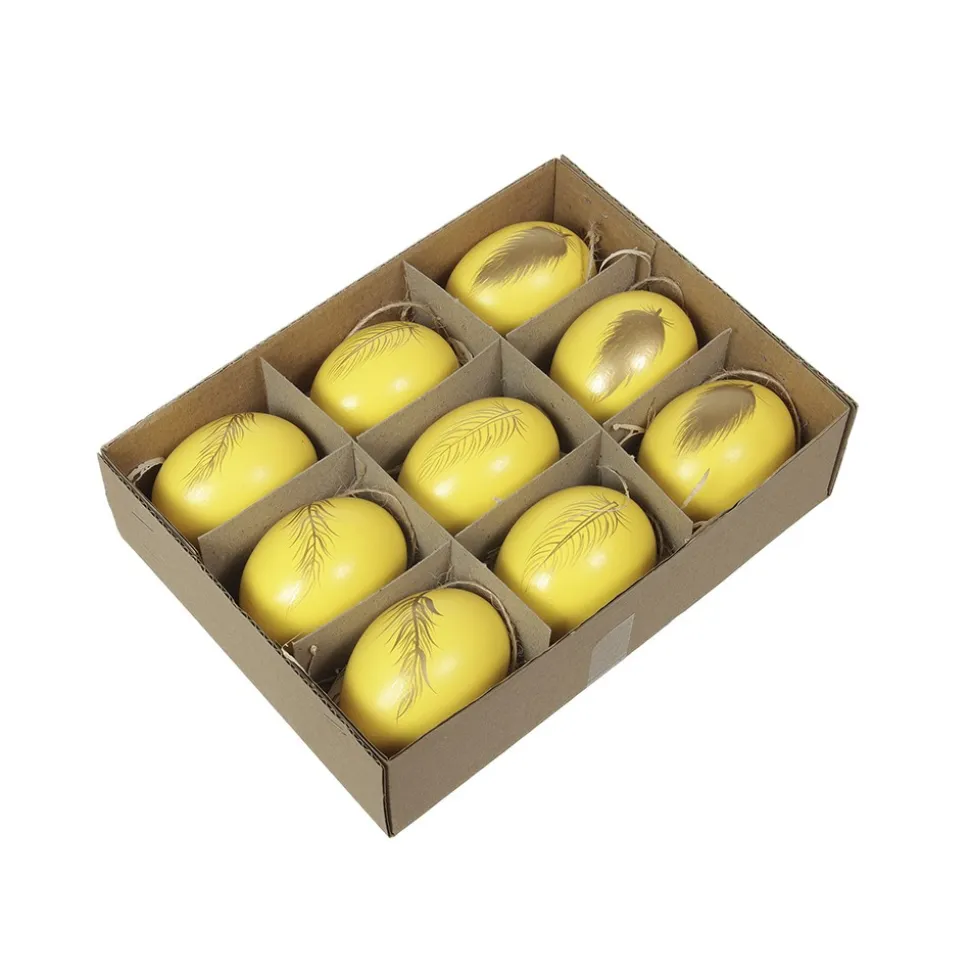 9 UFS NATUREL POULE DÉCO PLUME MÉTAL 6CM JAUNE