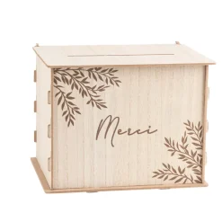 URNE BOIS MERCI RÉUTILISABLE 30X23.5X23.5CM NATURE