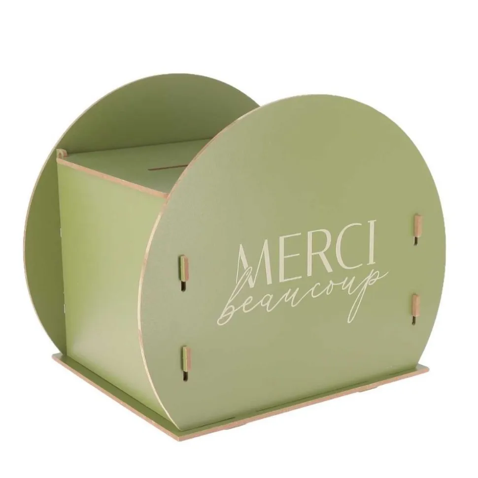 URNE BOIS RONDE RÉUTILISABLE 30X24.5X21CM VERT