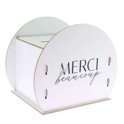 URNE BOIS RONDE RÉUTILISABLE 30X24.5X21CM BLANC