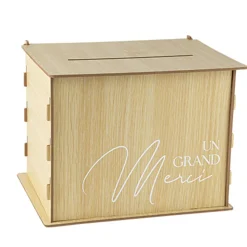 URNE BOIS UN GRAND MERCI 30X23.5X23,5CM NATURE
