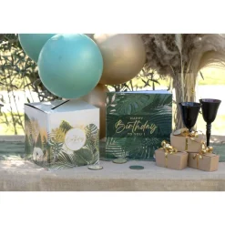 URNE CAGNOTTE ANNIVERSAIRE JUNGLE 20CM VERT