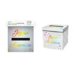 URNE CARTON ANNIVERSAIRE 20CM MULTICOLORE